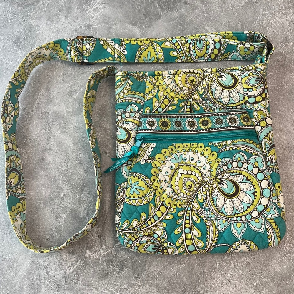 Vera Bradley Crossbody‎ Bag Purse Quilted Turquoise Green Floral